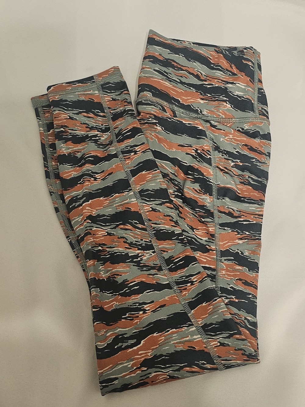 Fabletics Multicolor Tiger Stripe Leggings - Navy, Rust, Sage